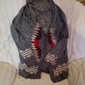 Hollister Gray and Red Women's Cardigan